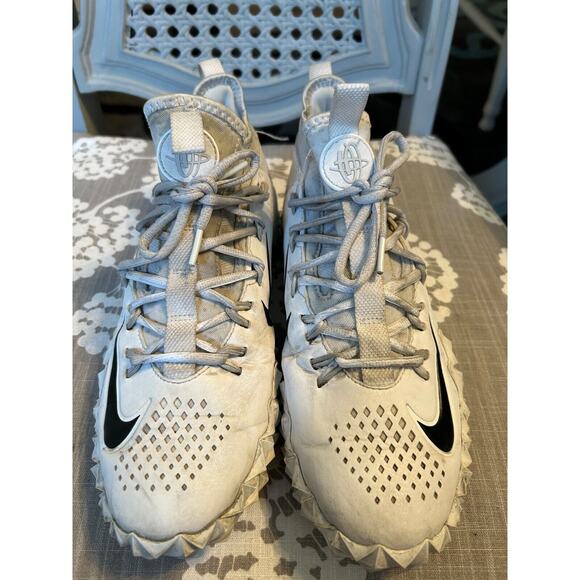 Mens Nike Alpha Huarache 6 Elite 923426-107 White Gray Lacrosse Cleats - Picture 6 of 11